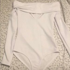 Strapless White Long sleeve Bodysuit